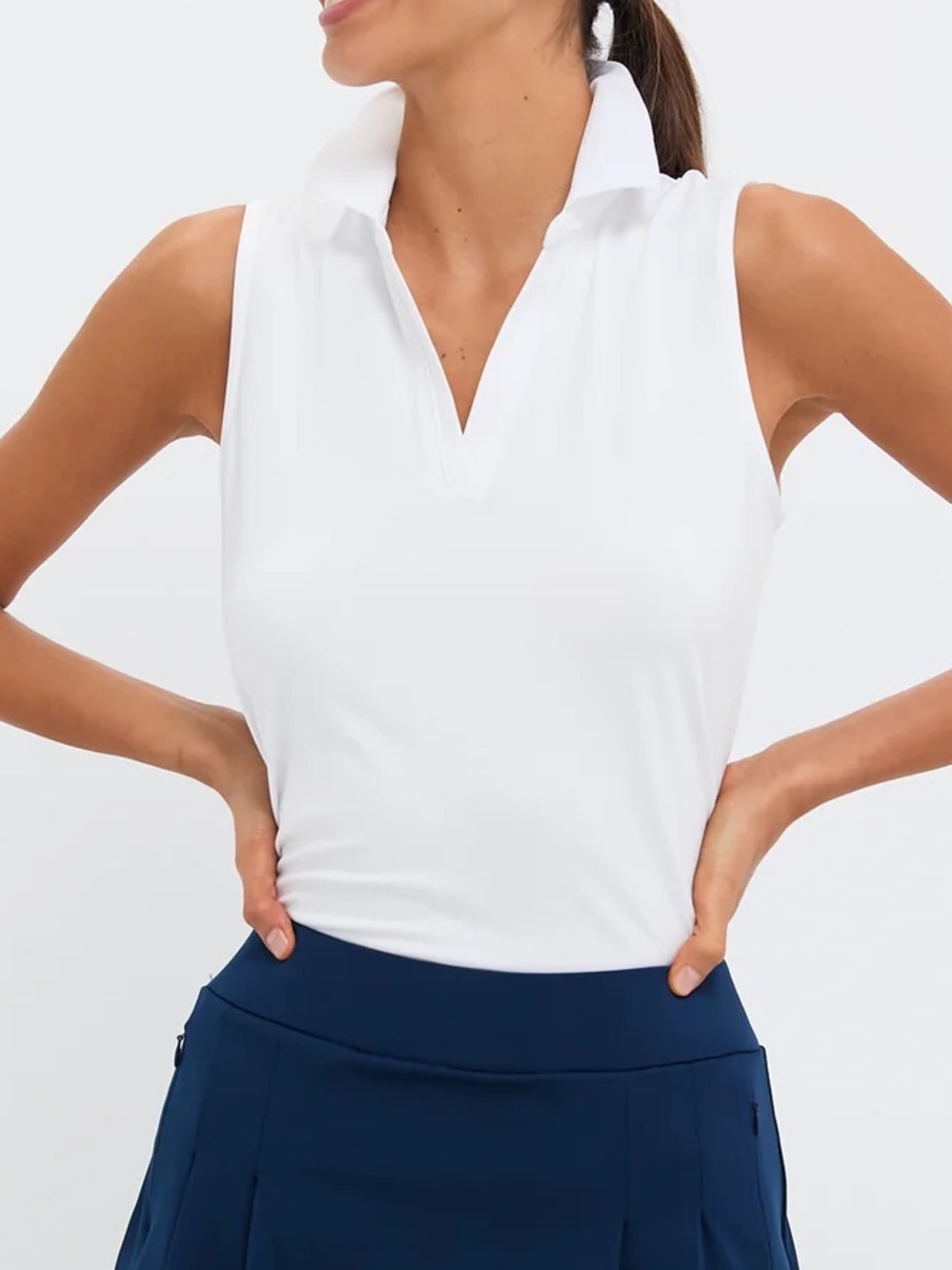 Tuckernuck Sport Caroline Polo White Sleeveless Golf Tennis Top M